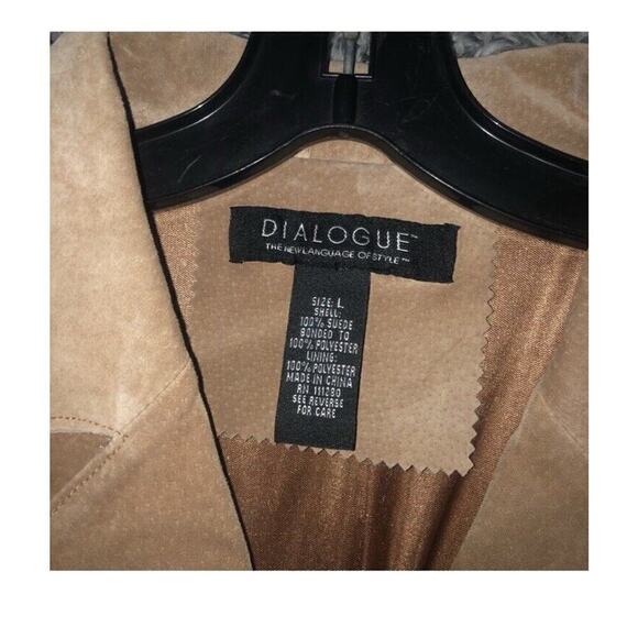 DIALOGUE WOMEN'S SUEDE LEATHER JACKET TAN 3-BUTTON FRONT LARGE - Picture 10 of 10